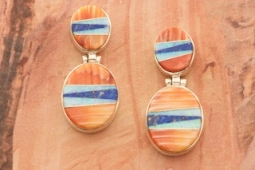 Calvin Begay Genuine Spiny Oyster Shell Sterling Silver Post Earrings